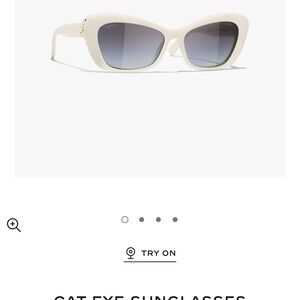 CHANEL Cream Cat Eye Sunglasses